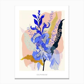 Colourful Flower Illustration Poster Delphinium 2 Canvas Print