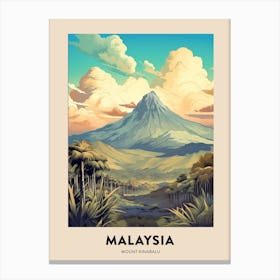 Mount Kinabalu Malaysia Vintage Hiking Travel Poster Canvas Print