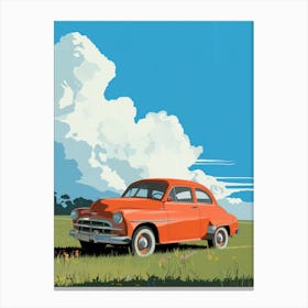 Vintage Car In The Field Canvas Print