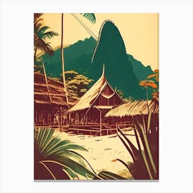 Koh Tao Thailand Vintage Sketch Tropical Destination Canvas Print