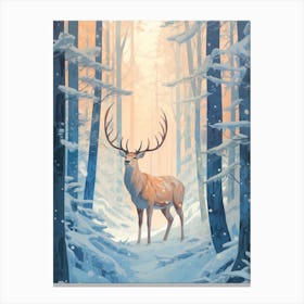 Winter Elk 3 Illustration Canvas Print