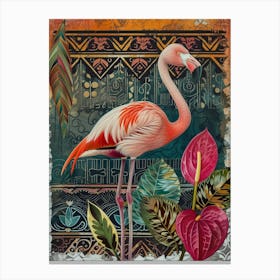 Greater Flamingo And Anthurium Boho Print 2 Canvas Print