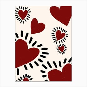 Hearts In Red And Black Canvas Print
