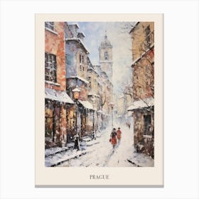 Vintage Winter Painting Poster Prague Czech Republic Canvas Print