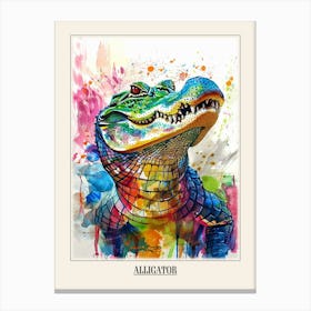 Alligator Colourful Watercolour 3 Poster Canvas Print