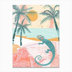 Chameleon On The Beach Modern Illustration Canvas Print