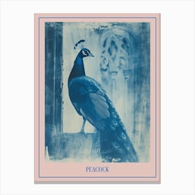 Peacock In A Church Abbey Cyanotype Inspired 2 Poster Canvas Print