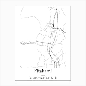 Kitakami,Japan Minimalist Map Toile