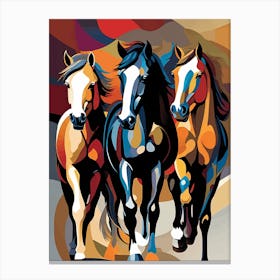 Modern Horse Art, 3 Horses Canvas Print