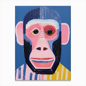 Playful Illustration Of Chimpanzee For Kids Room 2 Canvas Print