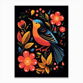 Folk Bird Illustration Robin 1 Canvas Print