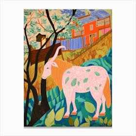 Maximalist Animal Painting Goat Canvas Print
