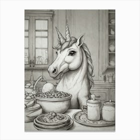 Unicorn In The Kitchen 1 Canvas Print