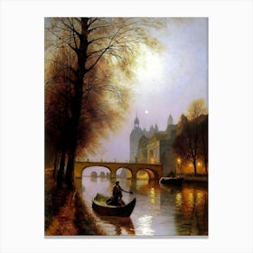 Canal At Night Canvas Print