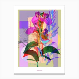 Aconitum 3 Neon Flower Collage Poster Canvas Print