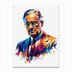 Franklin D Rosevelt 2 Portrait WPAP Pop Art Canvas Print