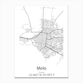 Melo,Uruguay Minimalist Map Canvas Print