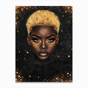 Gold Girl With Glitter Canvas Print