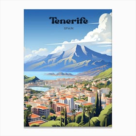 Tenerife Spain Mountain Travel Art Illustration Canvas Print