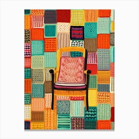 Vintage Crochet Chair Illustration 5 Canvas Print