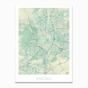 Madrid Map Vintage in Blue Canvas Print