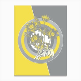 Vintage Broad Leaved Anemone Botanical Geometric Art in Yellow and Gray n.303 Canvas Print