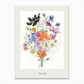 Nigella 5 Collage Flower Bouquet Poster Canvas Print