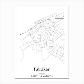 Tutrakan,Bulgaria Minimalist Map Canvas Print