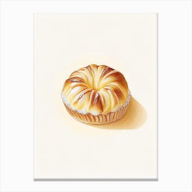 Kouign Amann Dessert Retro Minimal Flower Canvas Print