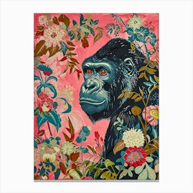 Floral Animal Painting Gorilla 3 Canvas Print