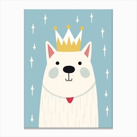 Little Arctic Wolf 1 Wearing A Crown Canvas Print