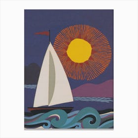 Sailboat Under the Sun Vintage Poster Canvas Print