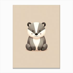 Cute Badger Woodland Animal Print for Themed Nursery 1 Canvas Print