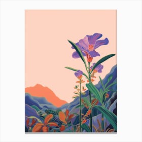 Boho Plant Painting Spiderwort Purple Heart 1 Canvas Print