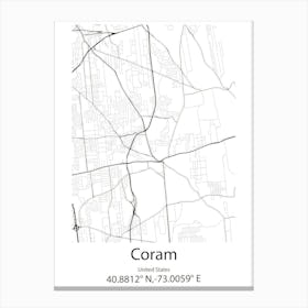 Coram,United States Minimalist Map 1 Canvas Print