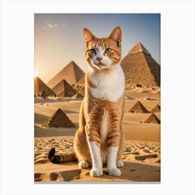 Whisker Wonderland: A Cat’s Journey Through Iconic Places Cat In Egypt Canvas Print