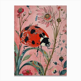 Floral Animal Painting Ladybug 1 Canvas Print
