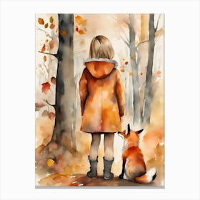 Girl with fox Canvas Print