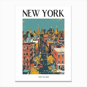 East Village New York Colourful Silkscreen Illustration 4 Poster Canvas Print