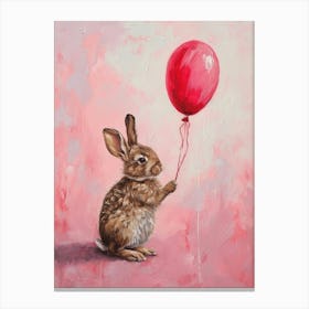 Cute Rabbit 8 With Balloon Canvas Print