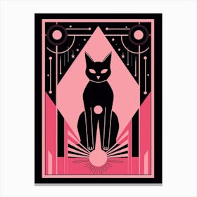 The Star Tarot Card, Black Cat In Pink 0 Canvas Print