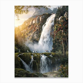 Mountain Waterfall Landscape Painting #1 Canvas Print