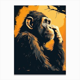 Thinker Monkey In Thought Illustration Canvas Print