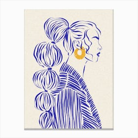 Woman In Blue 4 Canvas Line Art Print