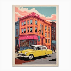 Default Williamsburg New York Colorful Silkscreen Illustration Canvas Print