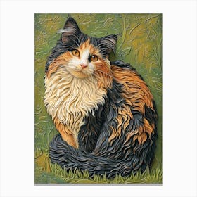 Turkish Angora Cat Relief Illustration 4 Canvas Print