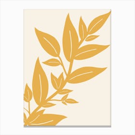 Leaves Mustard Yellow And Cream White Botanical Canvas Print