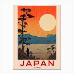 Lake Biwa, Visit Japan Vintage Travel Art 4 Canvas Print