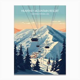 Poster Of Heavenly Mountain Resort   California Nevada, Usa, Ski Resort Illustration 1 Canvas Print