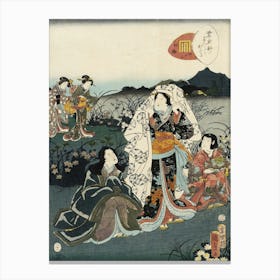 Murasaki Shikibu In Hiding, From The Tale Of Genji Chapter, Night Plum By Utagawa Kunisada Ii And Utagawa Canvas Print